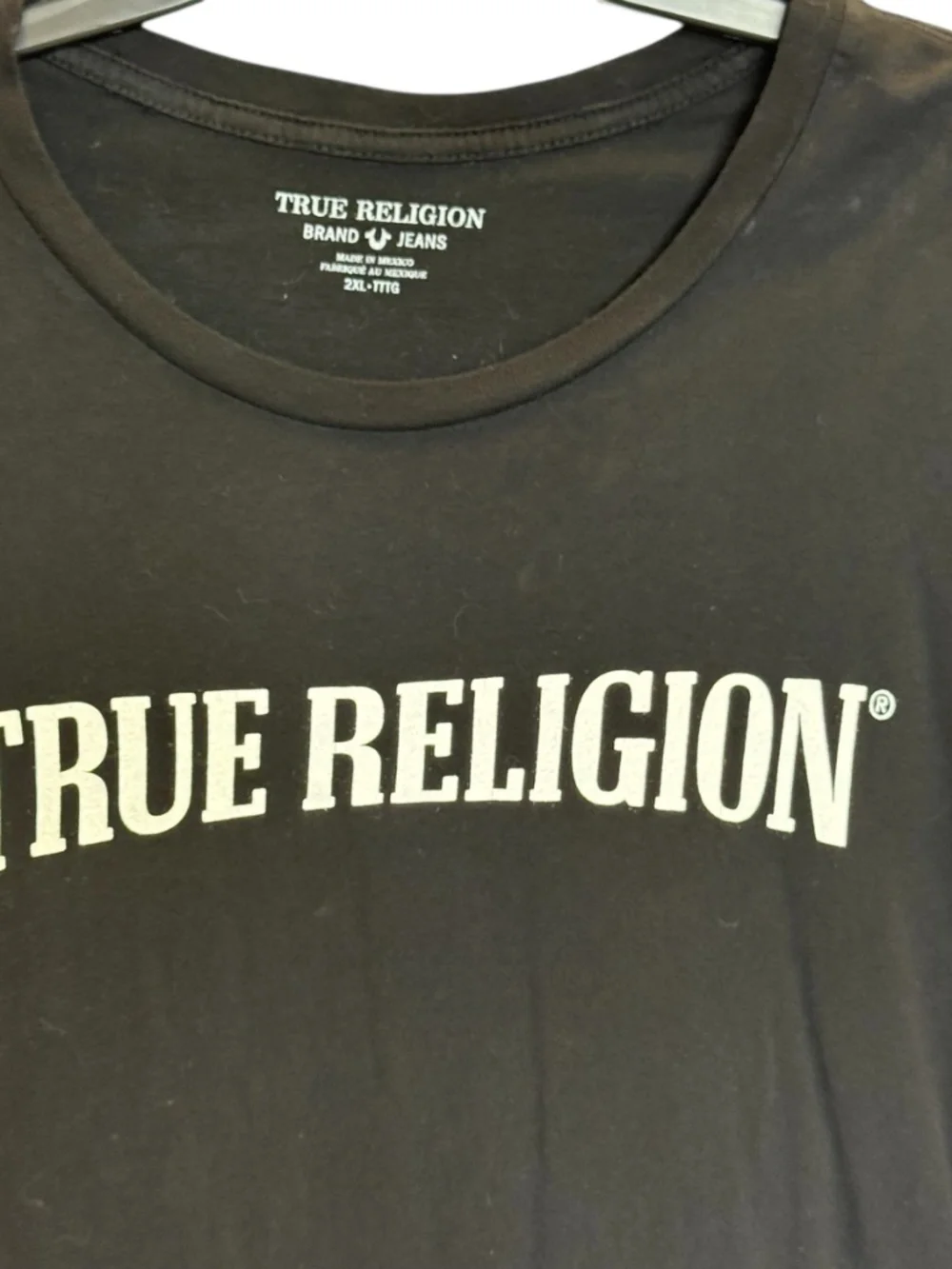True Religion Black Tee with White Arch Logo 2XL